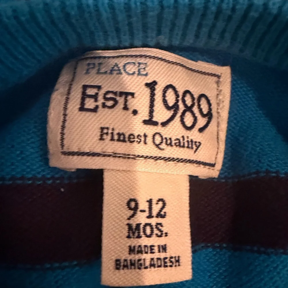 The Children's Place Baby Boys Blue Stripe Sweater Size 9-12 Months